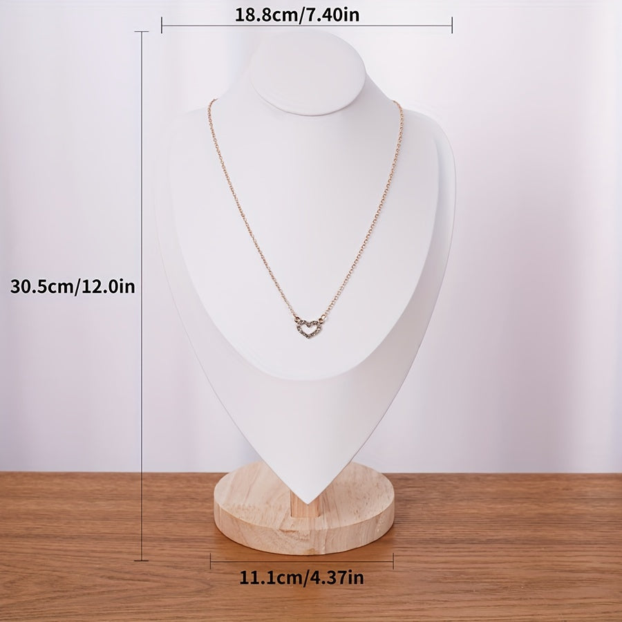Wood Jewelry Stand for Necklaces with Portrait Neck Mold