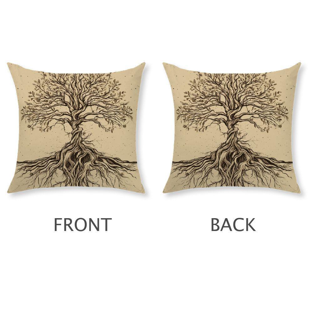 Set of 2 Tree of Life Pillow Covers Polyester Square Cushion Cases for Home Car Bed Sofa Decor