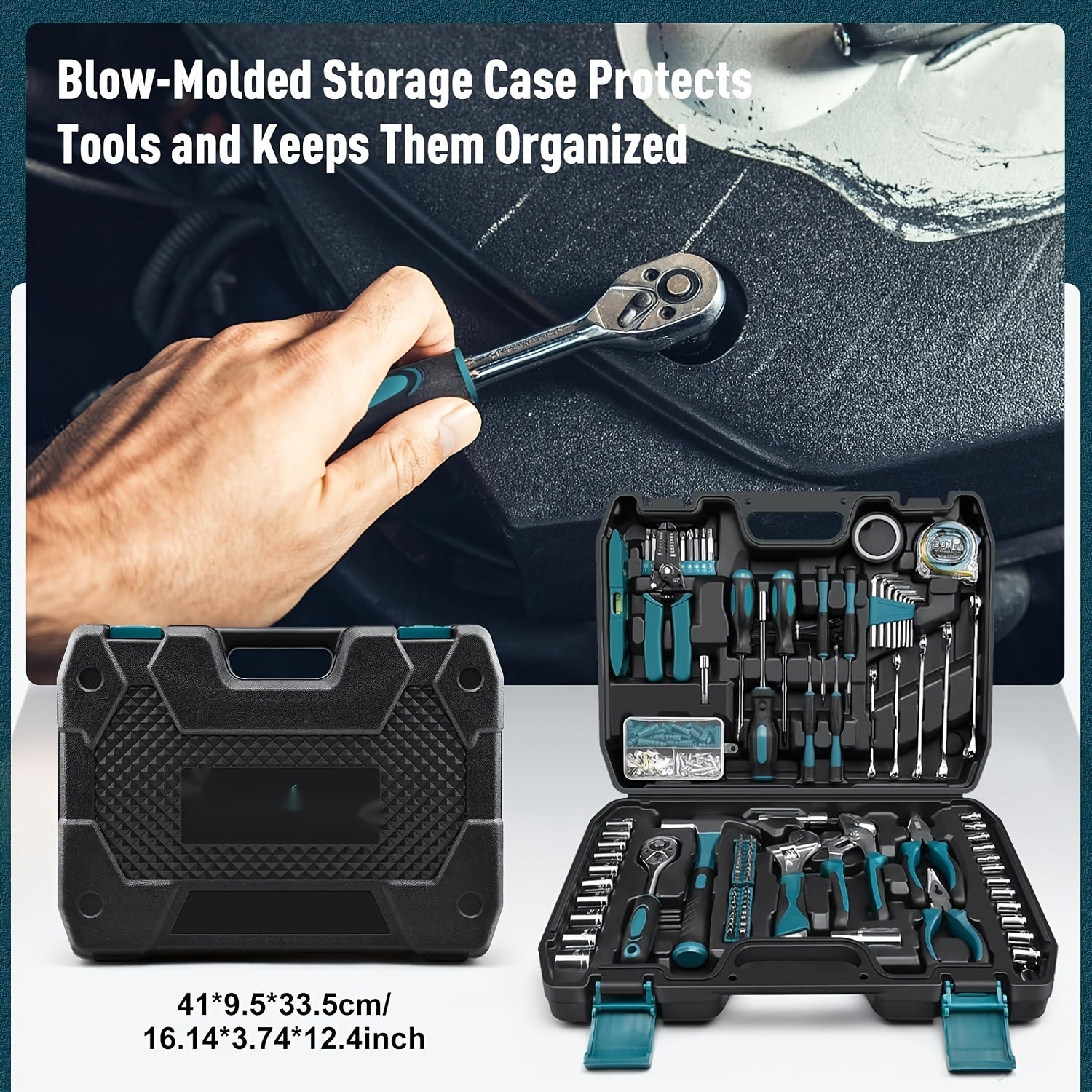281-Piece Home Tool Kit with Socket Wrench Screwdriver Hex Keys Pliers Storage Case