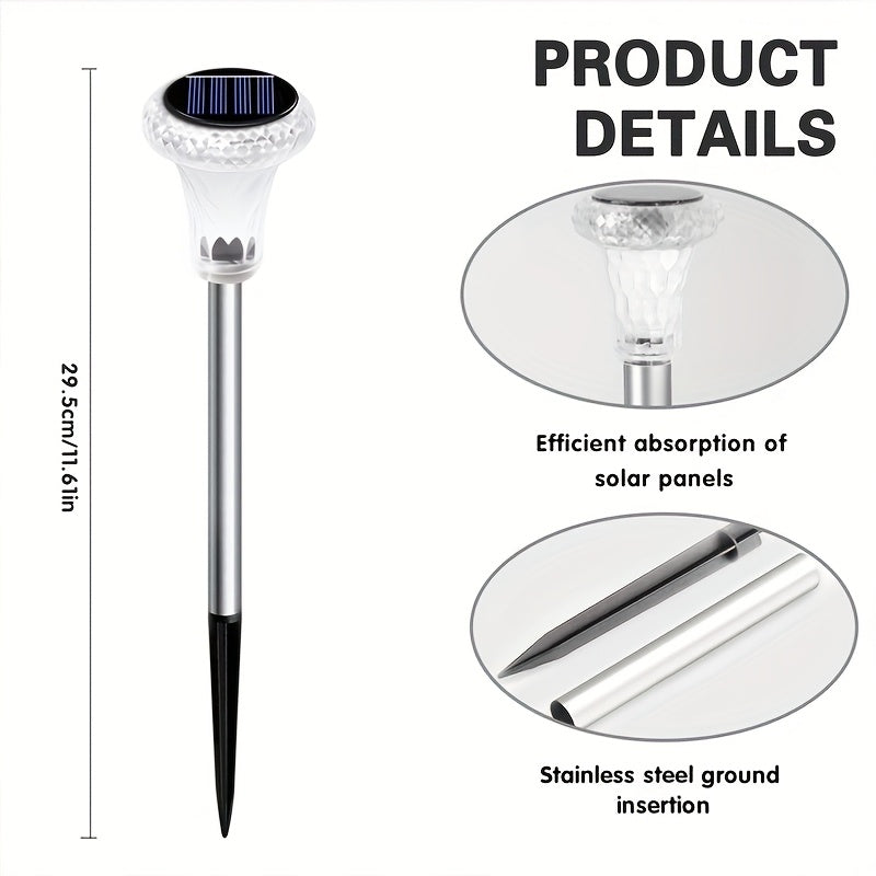 2pcs Solar Powered LED Garden Lights Outdoor Pathway Landscape Yard Waterproof