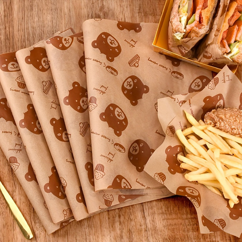 50 Sheets Oil-Proof Paper for Frying Baking Sandwich Packaging Natural Color