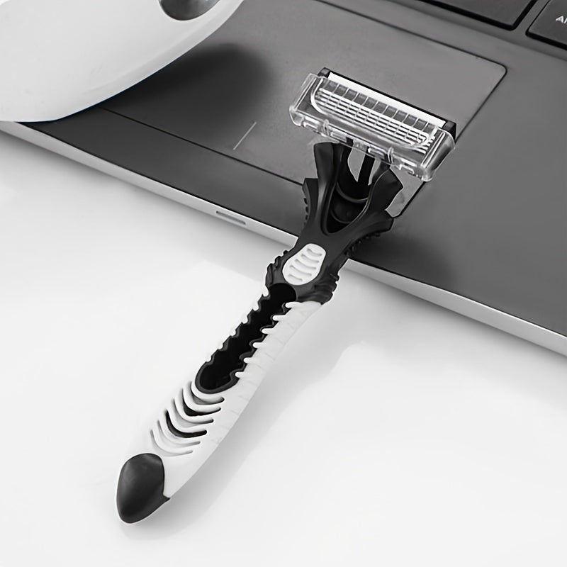 Disposable Men's Razor with Five-Layer Blades, Washable, Stainless Steel Handle