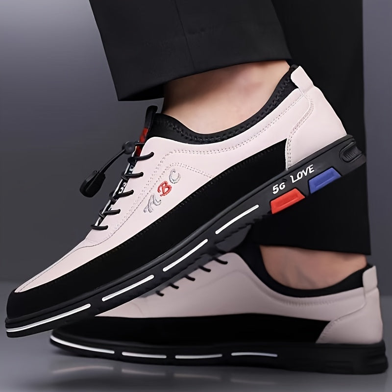 Men's Business Casual Shoes Microfiber Leather Slip-On Round Toe All-Season Low Top