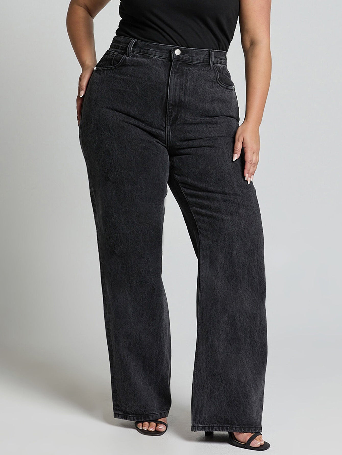 Women's Plus Size Non-Stretch Jeans - Structured Leg Pants with H-Line Fit