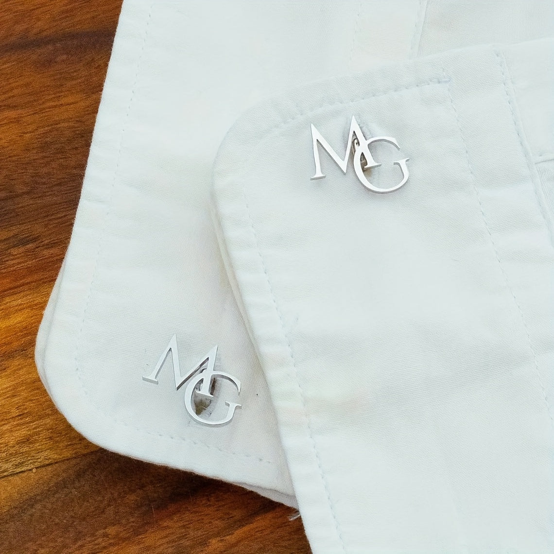 Men's Stainless Steel Double Letter Cufflinks Personalized Monogram Shirt Studs Gift