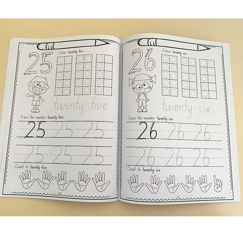Children's A4 Writing and Coloring Workbook for Numbers 0-30 Developing Grip and Control