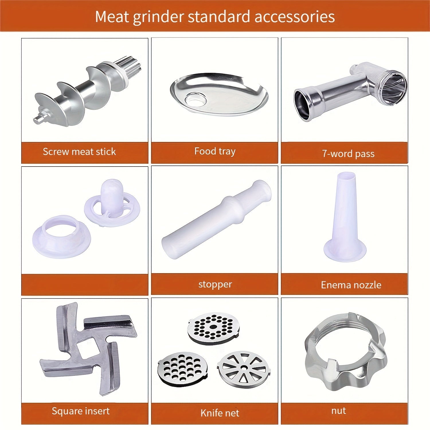 Avtomatik funktsiya va ko'p funksiyali qo'shimchalar bilan oshxona uchun zanglamaydigan po'latdan yasalgan go'sht maydalagich.