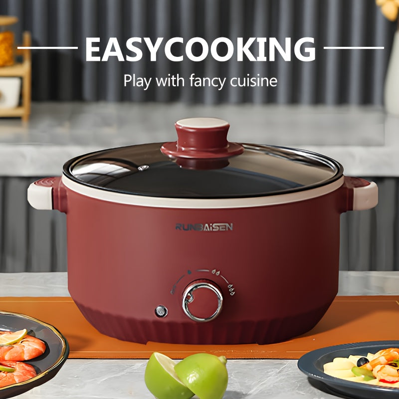 1-2 kishilik uchun yagona qatlamli qizil elektr pishirish qozoni, uy oshxonalari, yotoqxona va RVlar uchun ideal. Yevropa standarti rozetkasi, batareyalar kiritilmagan.