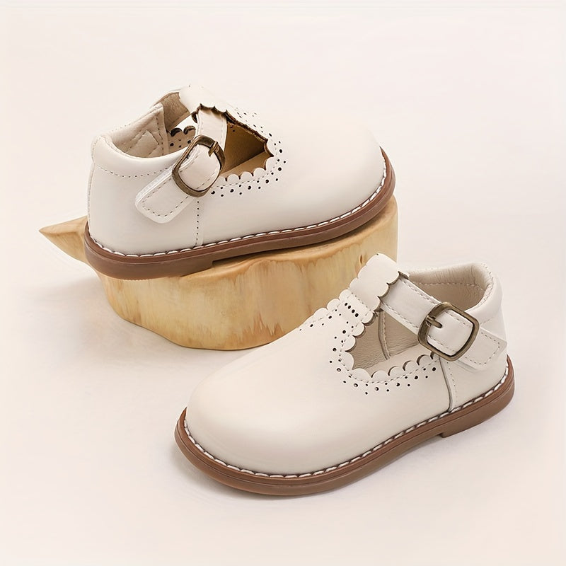 Zapatos Mary Jane para niñas, de caña baja, de PU sólido, con tacón de bloque de goma, para jóvenes princesas