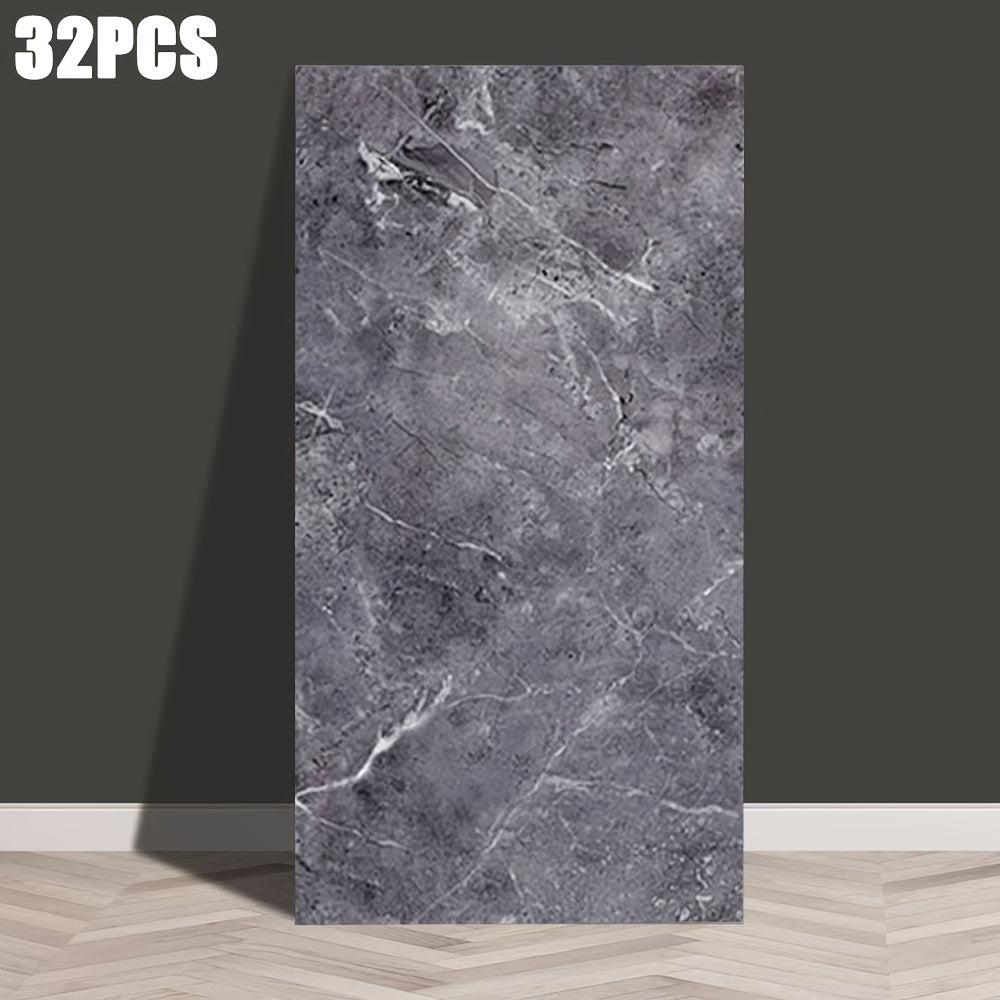 32 Pieces Self-Adhesive Marble Pattern Wall Stickers Waterproof Glossy Faux Ceramic for Home Decor