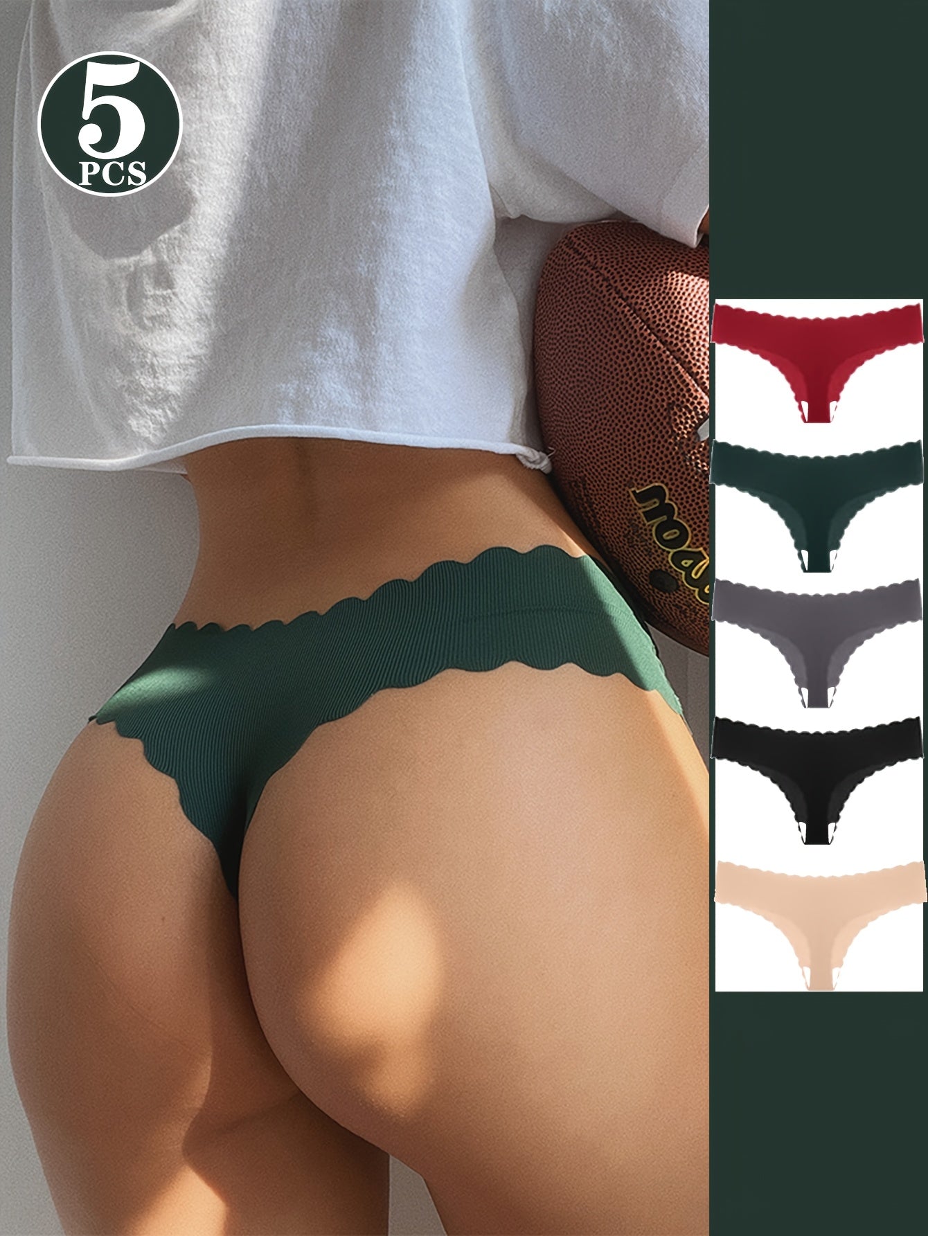 5 шт. Женские спортивные беговые трусики, набор стрингов, невидимые бесшовные, удобные для спорта, комплект активного нижнего белья, милые и сексуальные низкие бесшовные стринги для женщин.