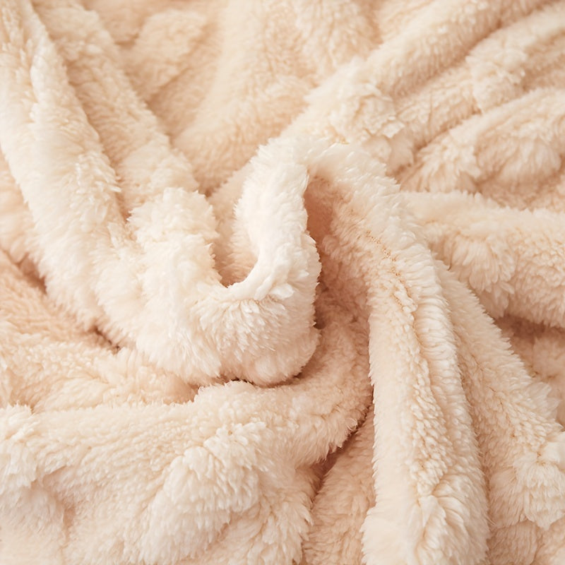 Manta de felpa Jacquard 203x229 cm, suave y cálida, con diseño geométrico de hojas en tafeta