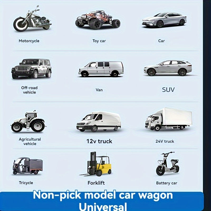 Smart Car Battery Charger with LCD Display 12V 24V Automatic Recognition Compatible with Cars Motorcycles Trucks