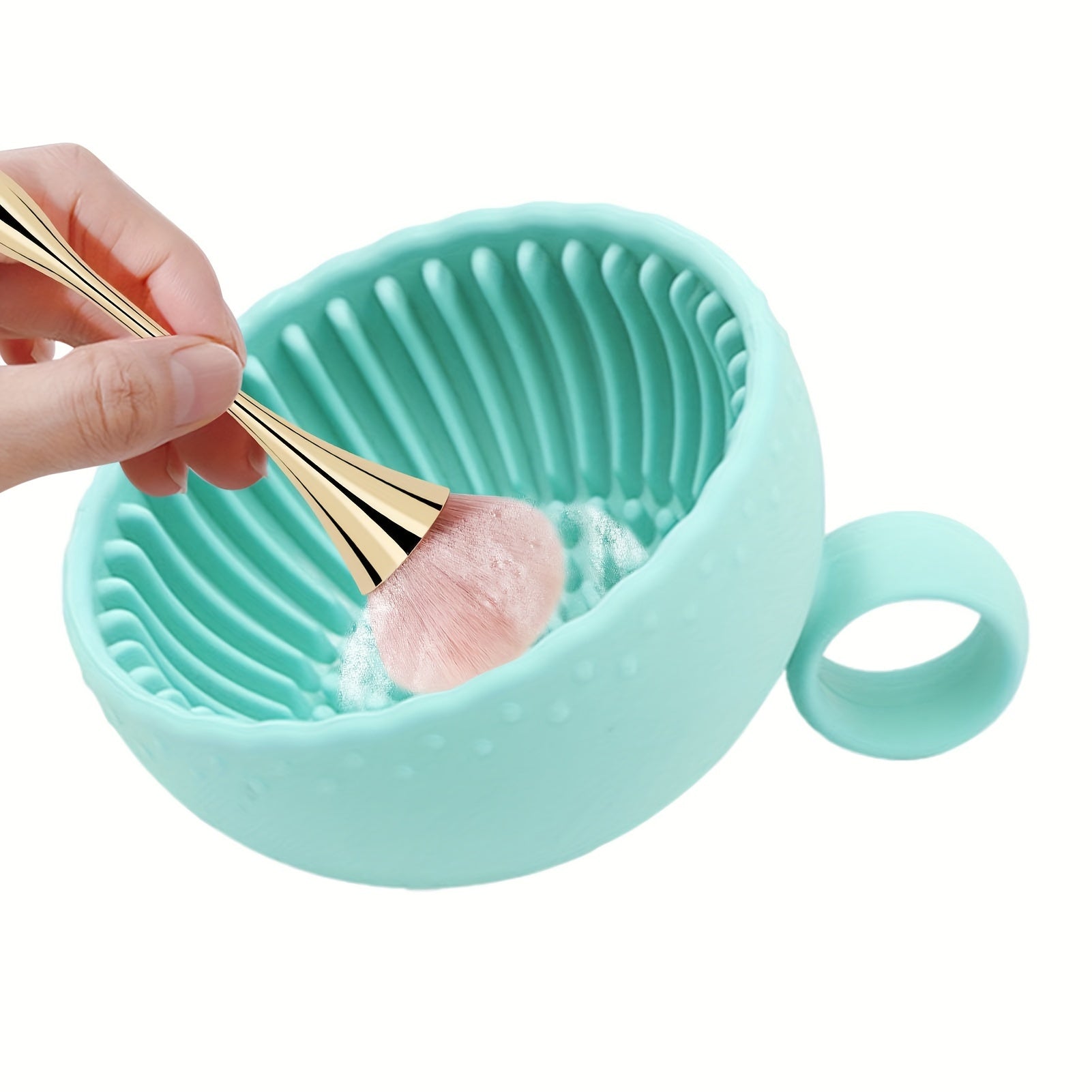Makeup Brush Cleaner Bowl Silicone Scrubber Pad for Eyebrow and Face Brushes