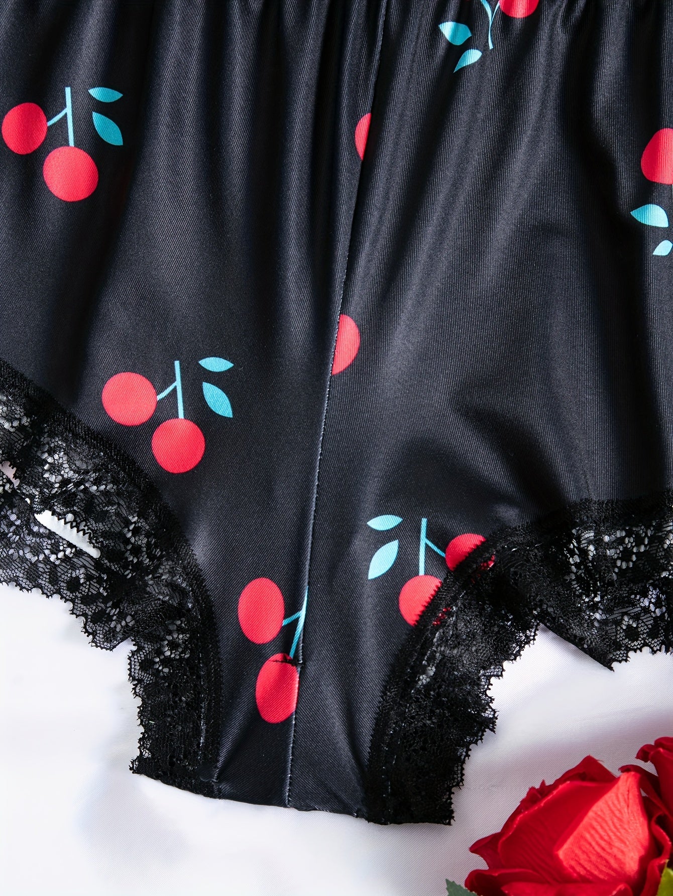 Plus Size Lace Lingerie Set Floral Print Boxer Briefs and Camisole