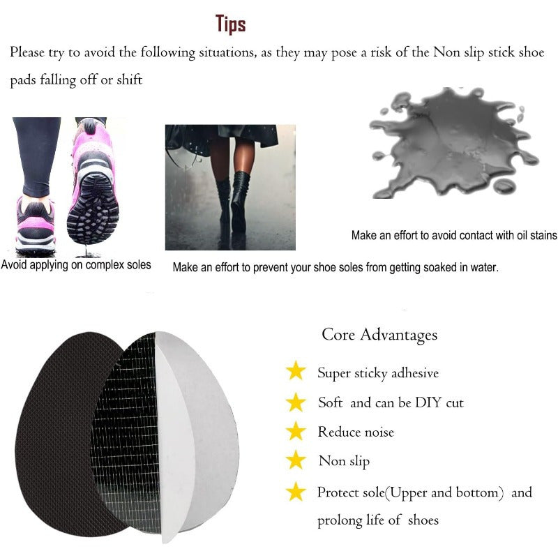 Women Non-Slip Shoe Pads Sole Protectors Adhesive Anti-Slip Grip 4 Pcs