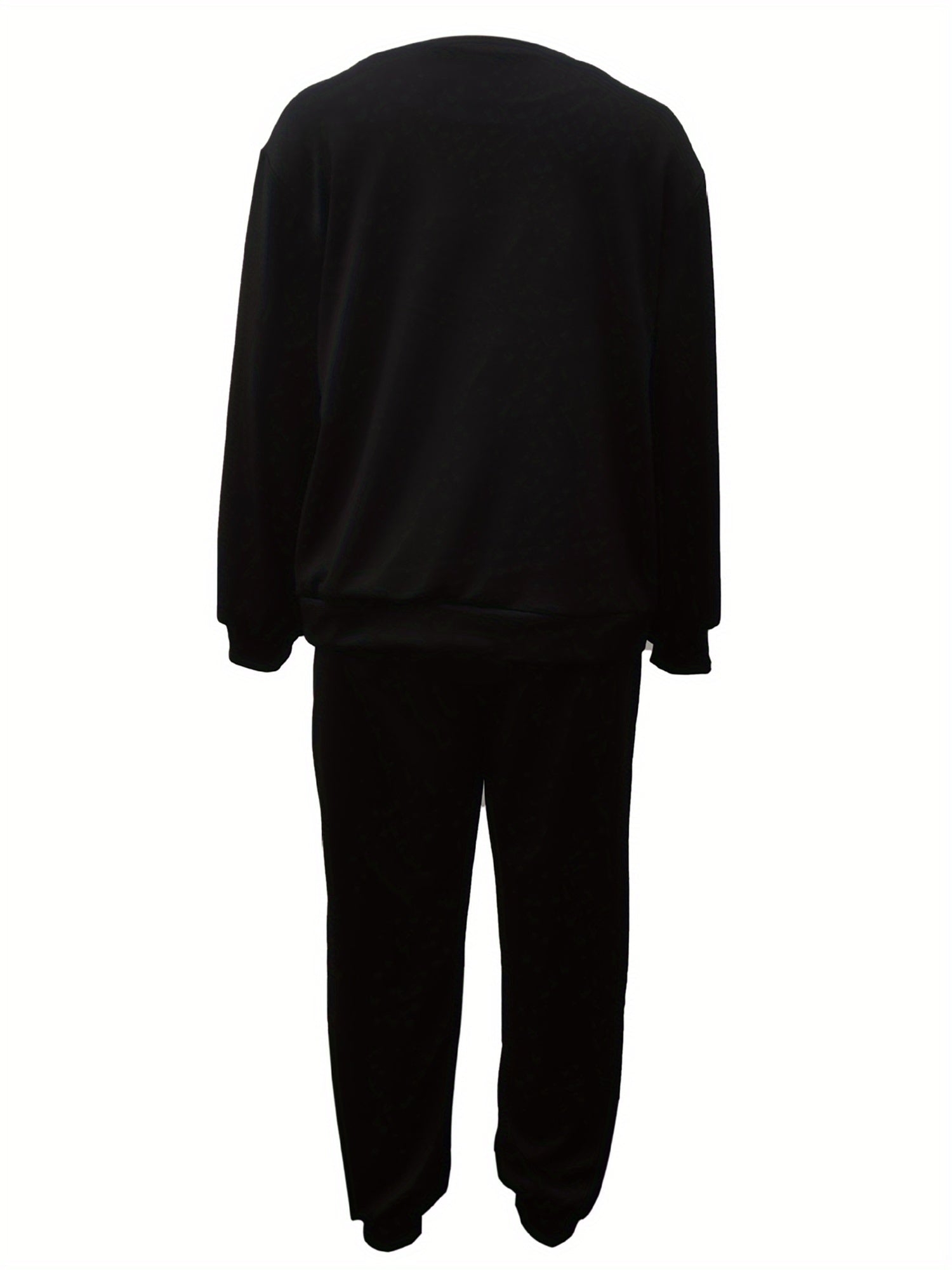 Plus Size Women's Fleece-Lined Sportswear Set Long Sleeve Jogger Outfit