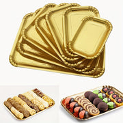 Golden Rectangle Cake Boards 10 Pack Heavy Duty Greaseproof Dessert Trays
