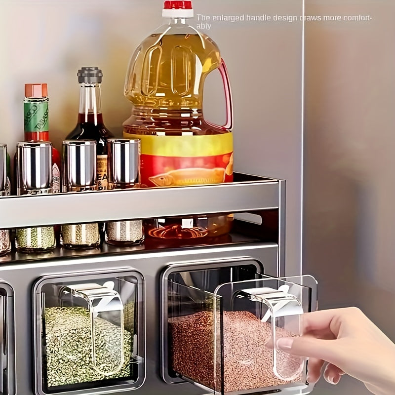 Aluminum Wall-Mounted Storage Rack for Condiments Multi-Functional Tiered Shelf