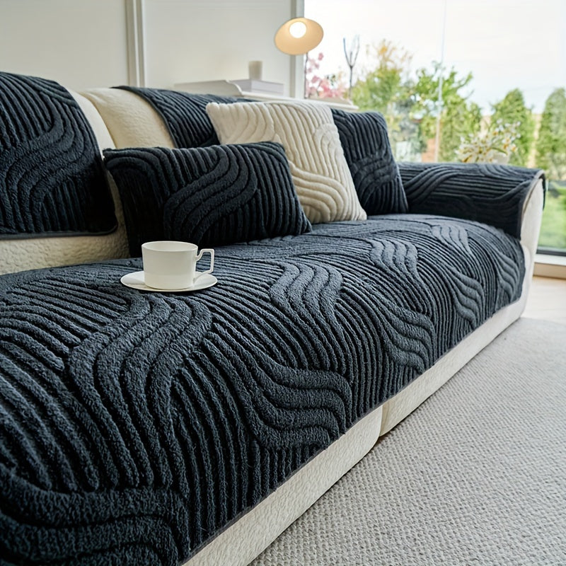 Zamonaviy Jacquard T-qoʻshiq qoplamasi, armchairdan bo‘lakli divanlargacha, sirpanmaydigan velvettan tayyorlangan