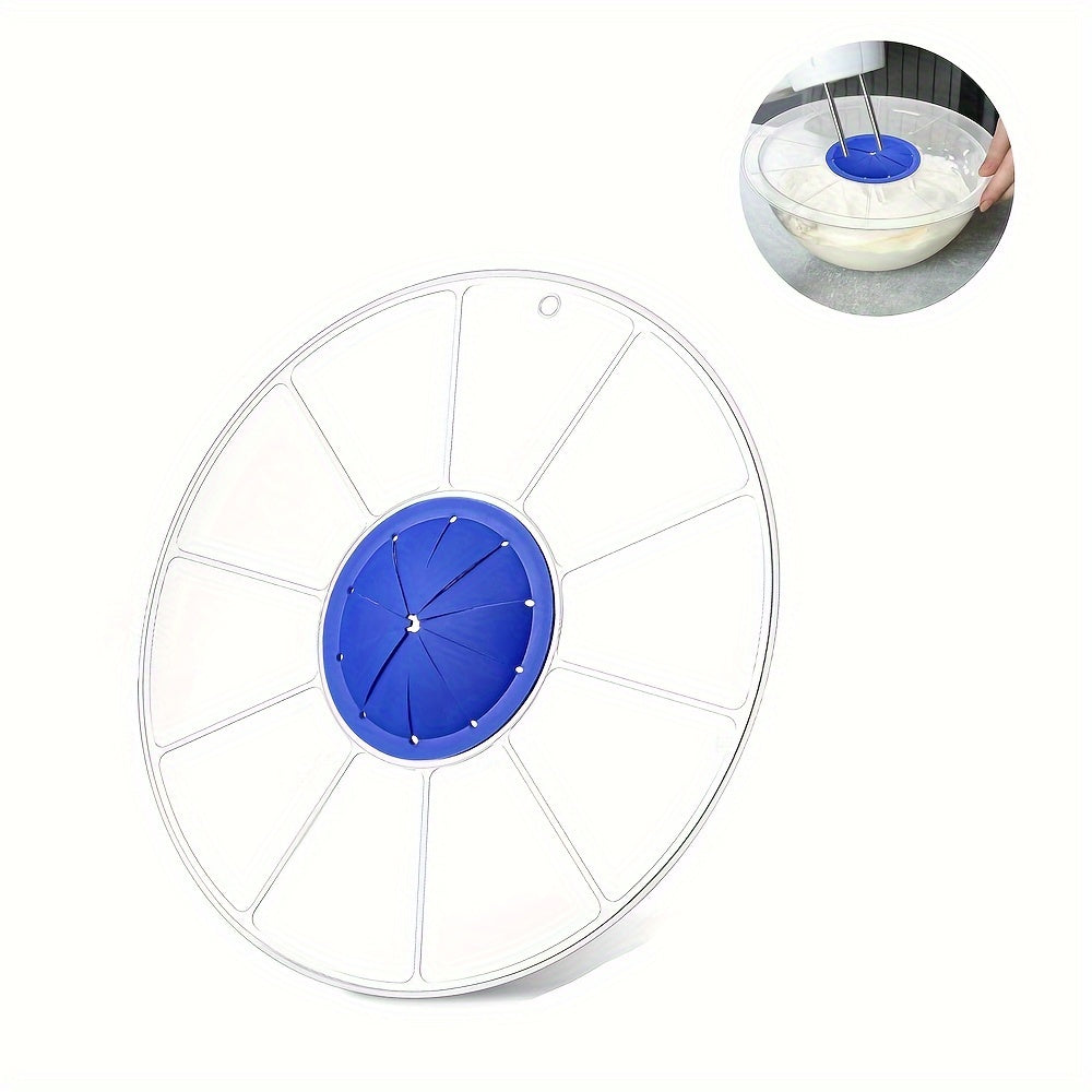 Silicone Baking Splash Guard Transparent Round Mixing Bowl Cover Blue Lid