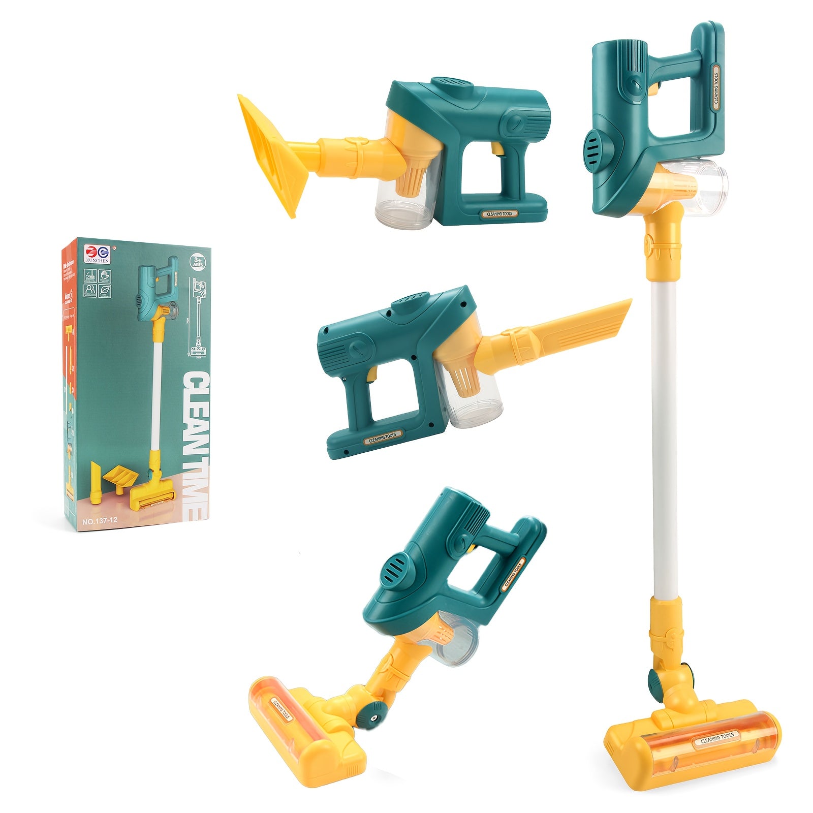 Kids Cleaning Toy with Lights and Music for Ages 3 Plus Green Pink