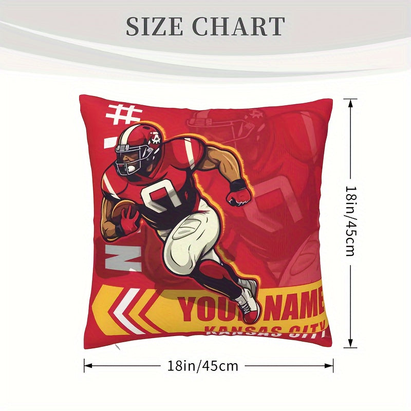 Kansas City Football Throw Pillow Cover Personalized 45.72cm Knit Cushion Case