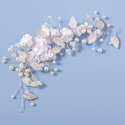 Wedding Hair Vine with Pearls and Leaf Accents for Bridal and Special Occasions