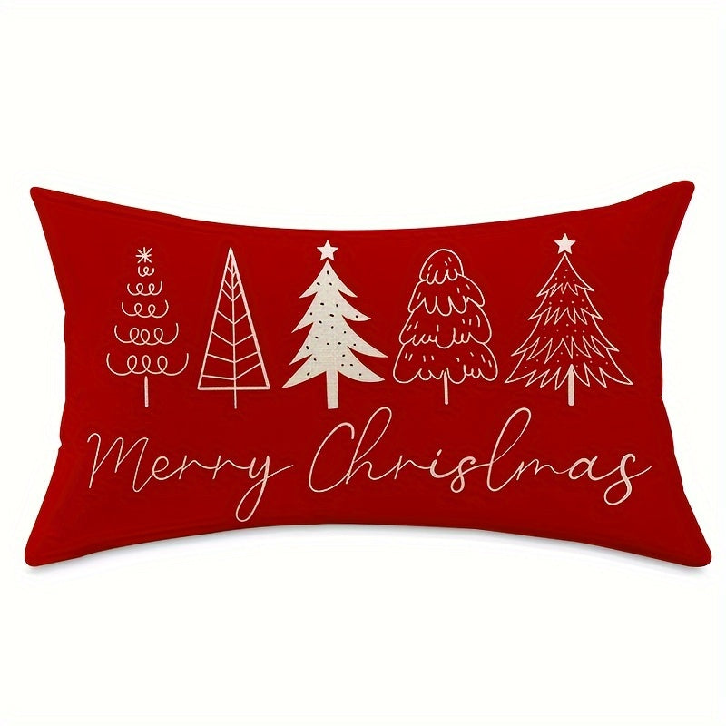 Qizil Rojdestvo yostiq qoplami 45.72x45.72cm yoki 30.48x50.8cm Zipperli Polyester bayram bezaklari