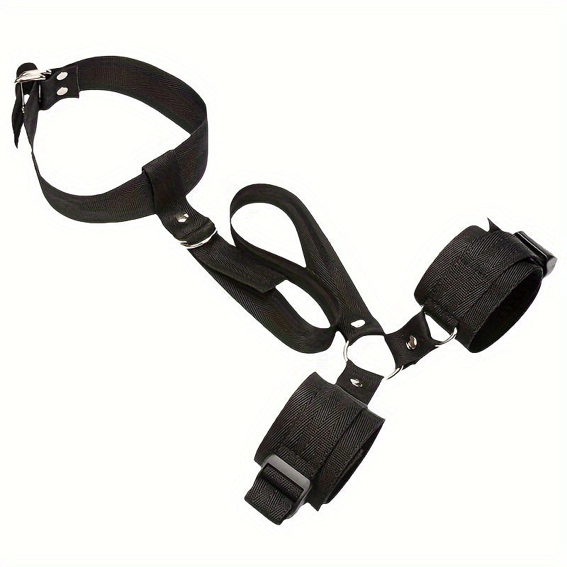 Unisex Bondage Restraints Set with Collar and Handcuffs, Adjustable, Bed BDSM Toys