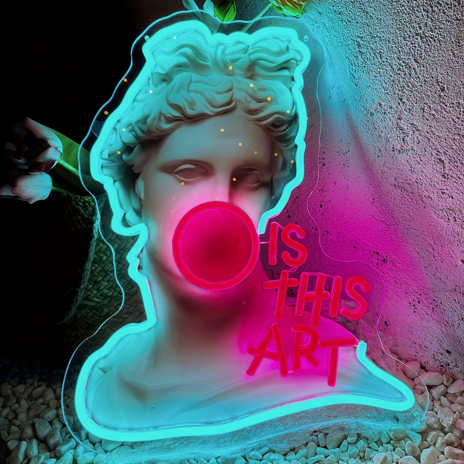 Neon LED Wall Sign with "Is This Art" Text Pink Light Modern Decor for Bars