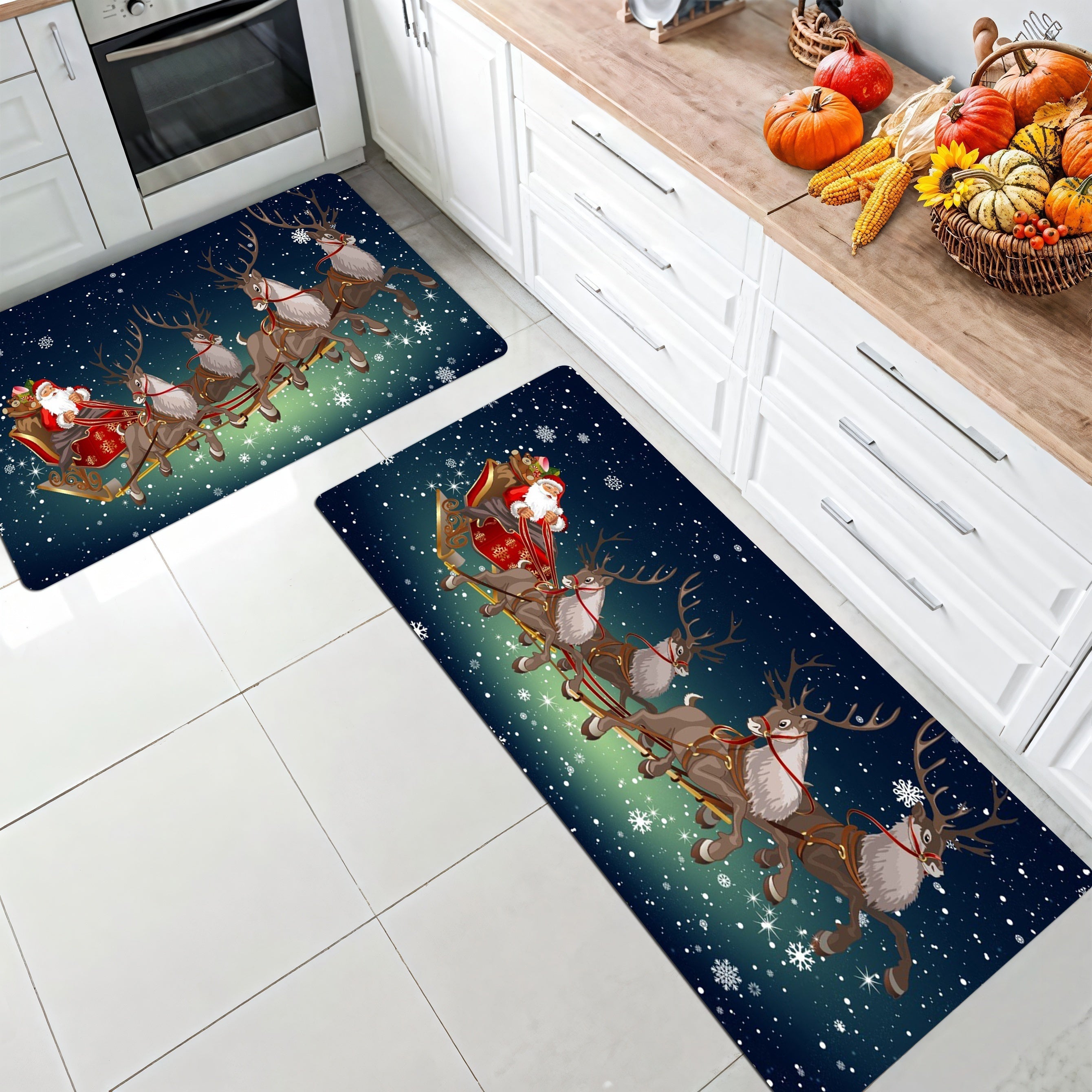Alfombra de Navidad antideslizante para área, puerta del baño, cocina, resistente a las manchas
