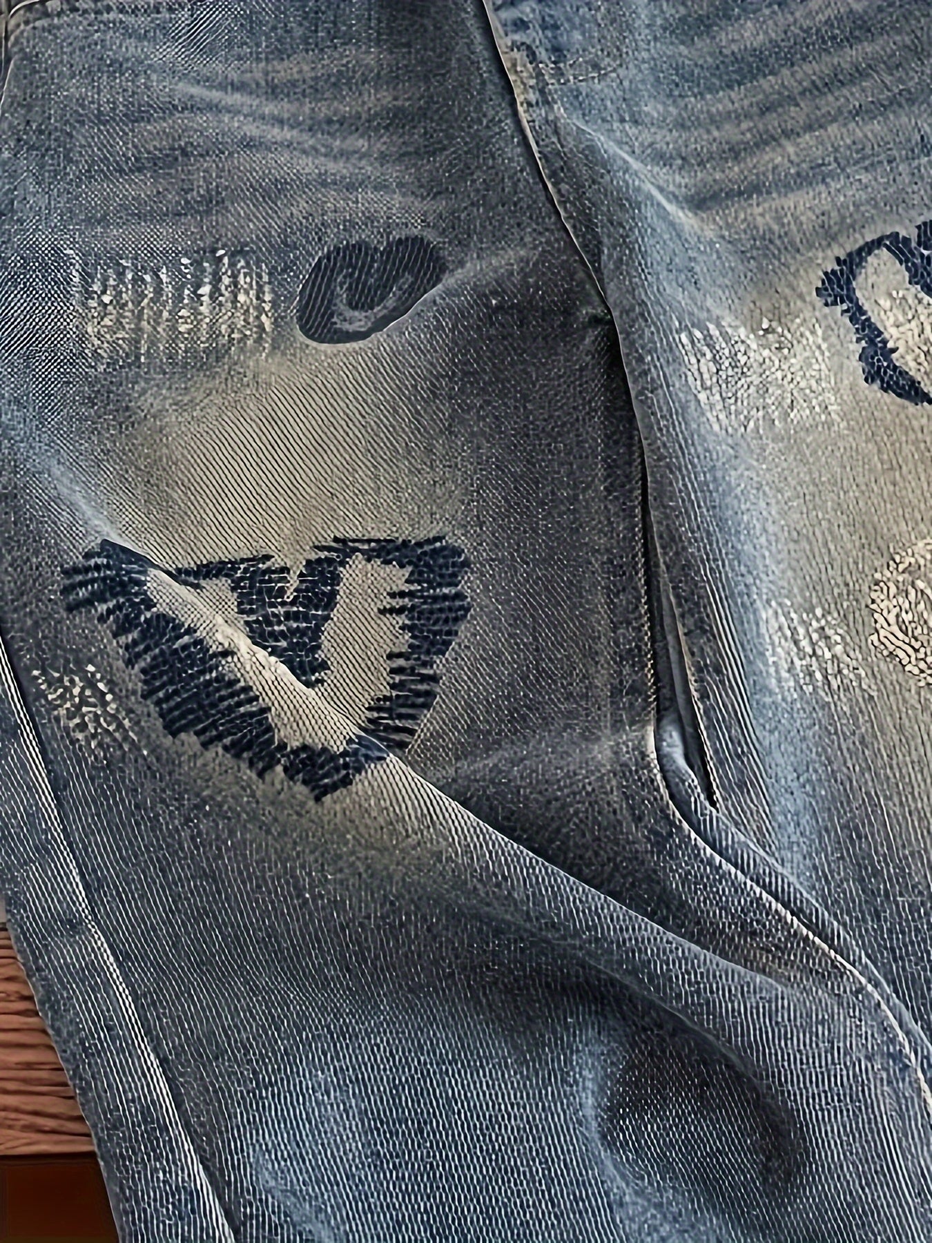 Kids Denim Jeans Wide Leg Cotton Polyester Heart Embroidery Casual All-Season