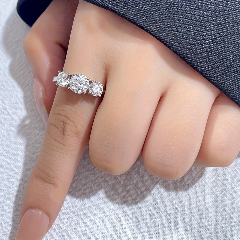 Sterling Silver Engagement Ring for Her 1.6-2CT Moissanite Diamond Sizes 5-11