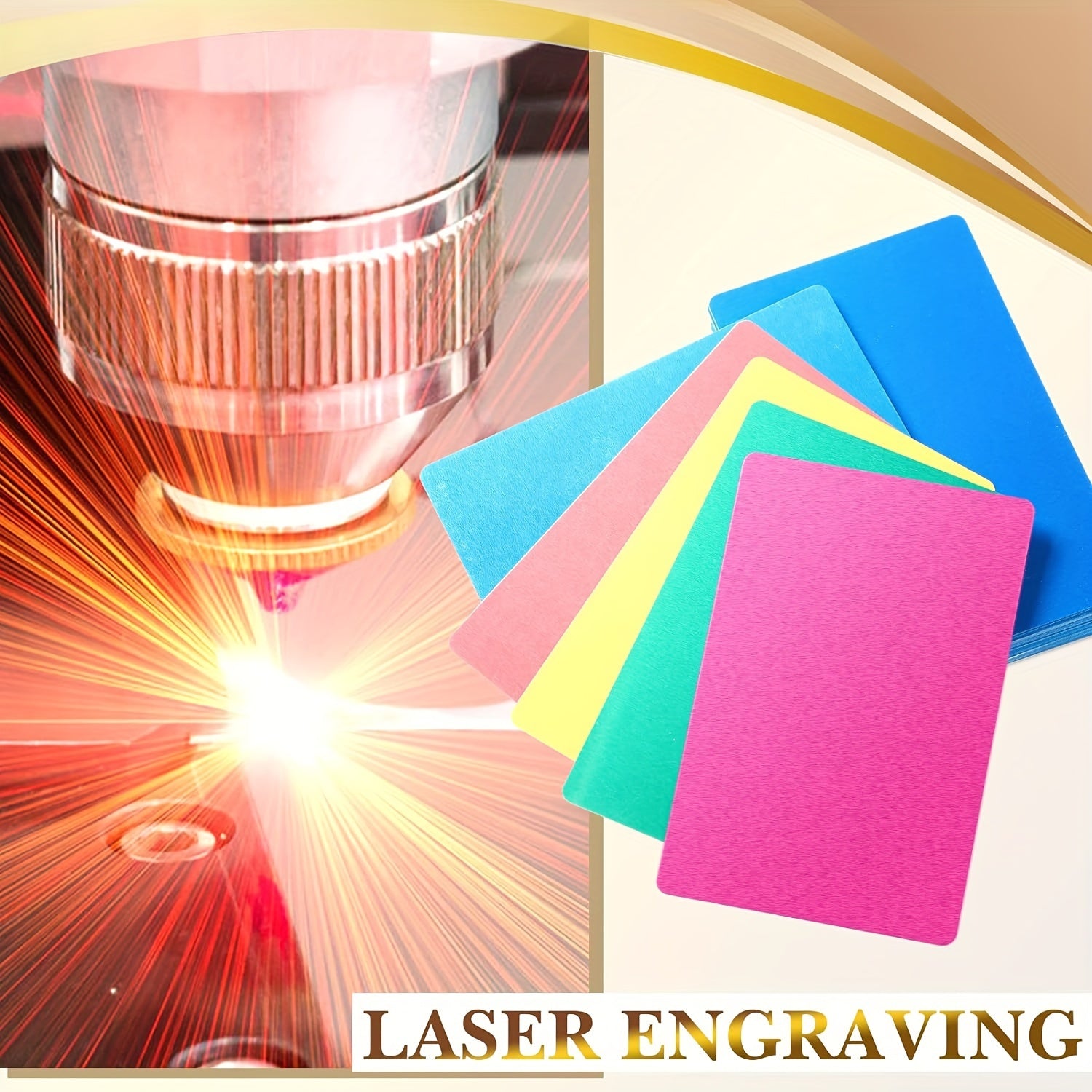 50 Pack Aluminum Business Cards for Engraving DIY Gift Office Supplies 0.2mm Thickness