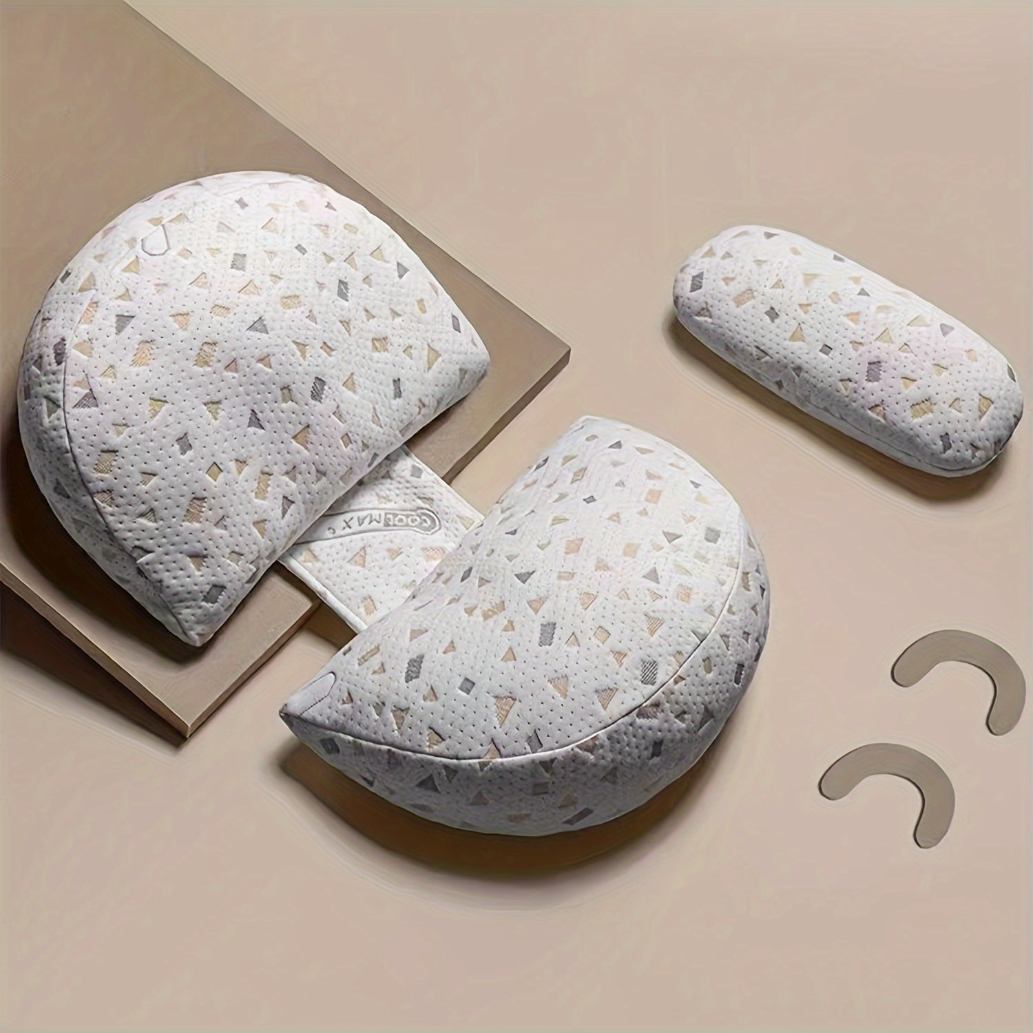Set of 2 Soft U-Shaped Maternity Pillows with Removable Covers for Belly and Back Support