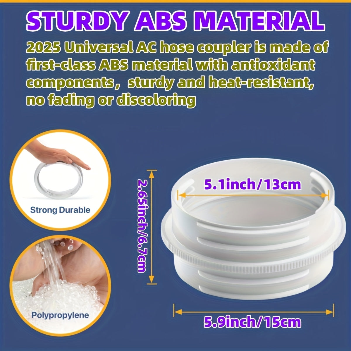 Portable AC Exhaust Hose Connector 12.95cm 14.99cm ABS Plastic Durable Heat Insulation