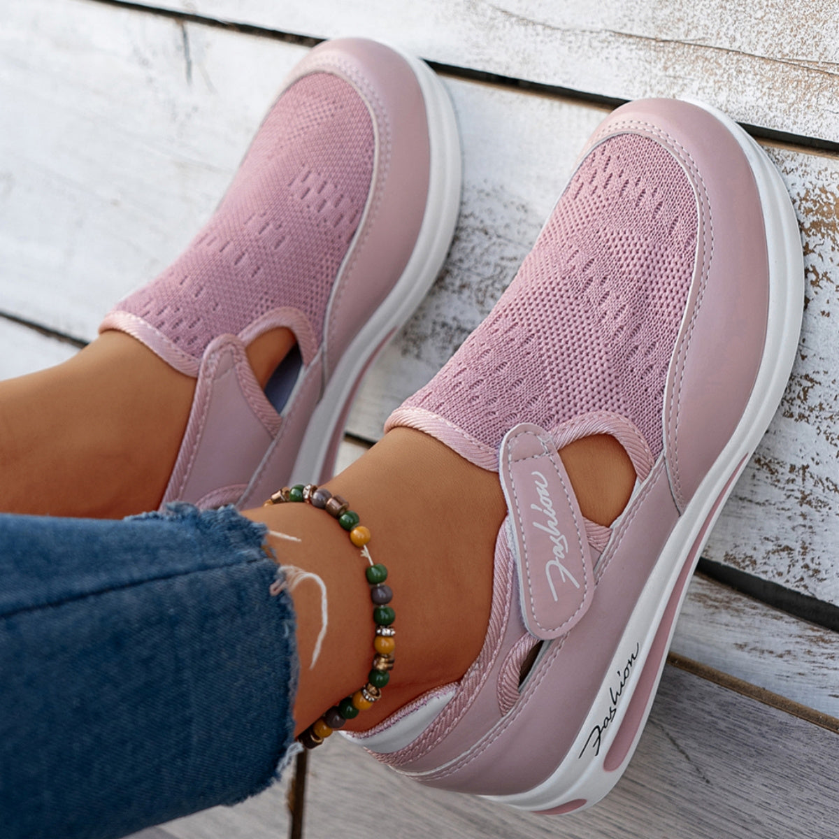 Women's Casual Mesh Sneakers with Supportive PU Sole in Red