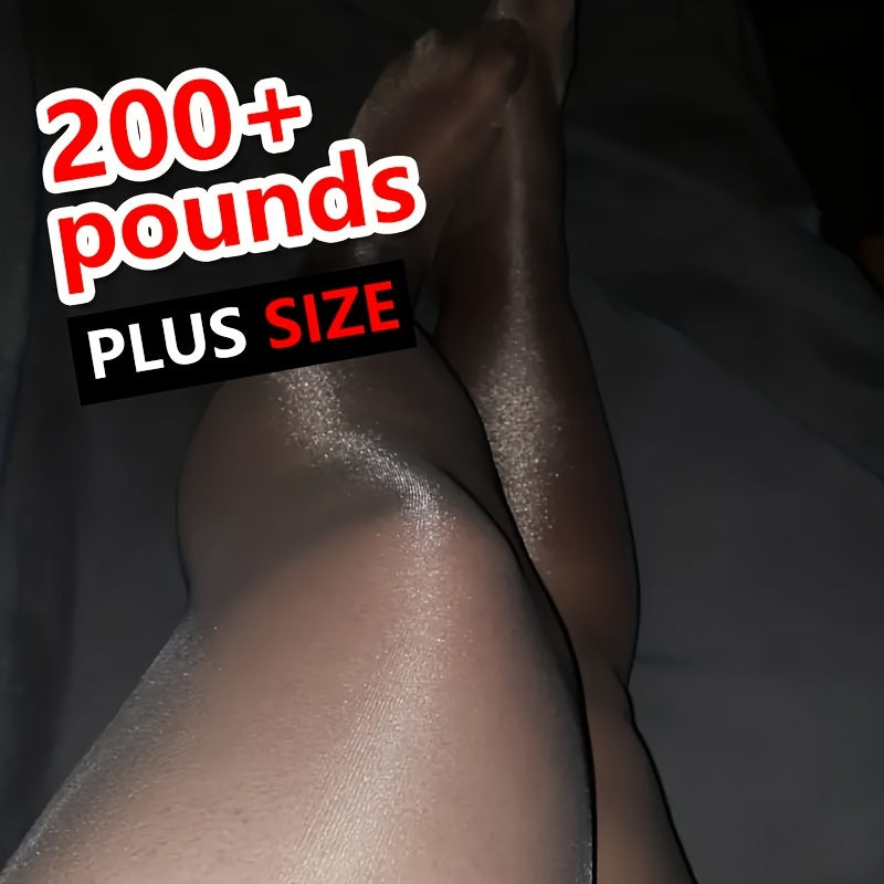 Women's Plus Size Shiny Transparent High Waist Pantyhose for Music Festivals 0XL-2XL