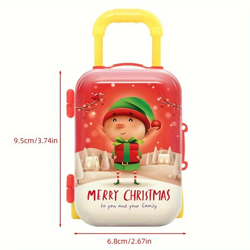 Ta'til dizaynlari bilan bezatilgan mini qizil temir sumka, qo'g'irchoq uyi dekoratsiyasi yoki zargarlik saqlash uchun mukammal.