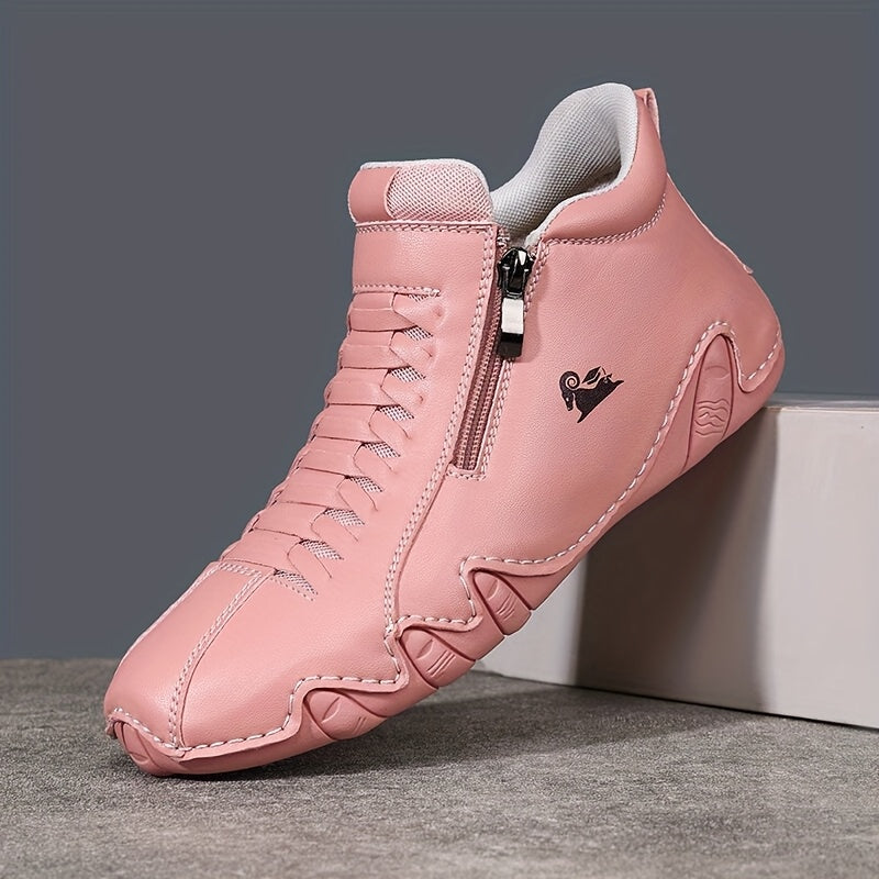 Women's Slip-On Sneakers with Zipper Closure Synthetic Upper Breathable Lining