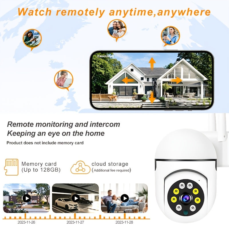 Ichki va tashqi foydalanish uchun 1440P FHD xavfsizlik kamerası, harakatni kuzatish, kechqurun ko'rish va ikki tomonlama audio bilan