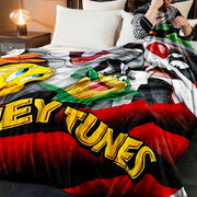 Looney Tunes Cartoon Characters Polyester Knitted Blanket Lightweight Throw for Bed Couch Travel