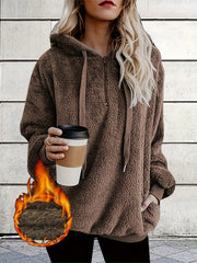 Sudadera con capucha de felpa para mujer talla grande, oversize, cómoda para invierno