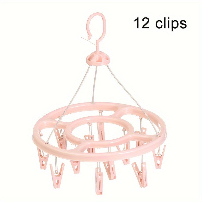 Plastic Clothes Drying Rack with 12 Clips, Multi-Functional Laundry and Closet Organizer