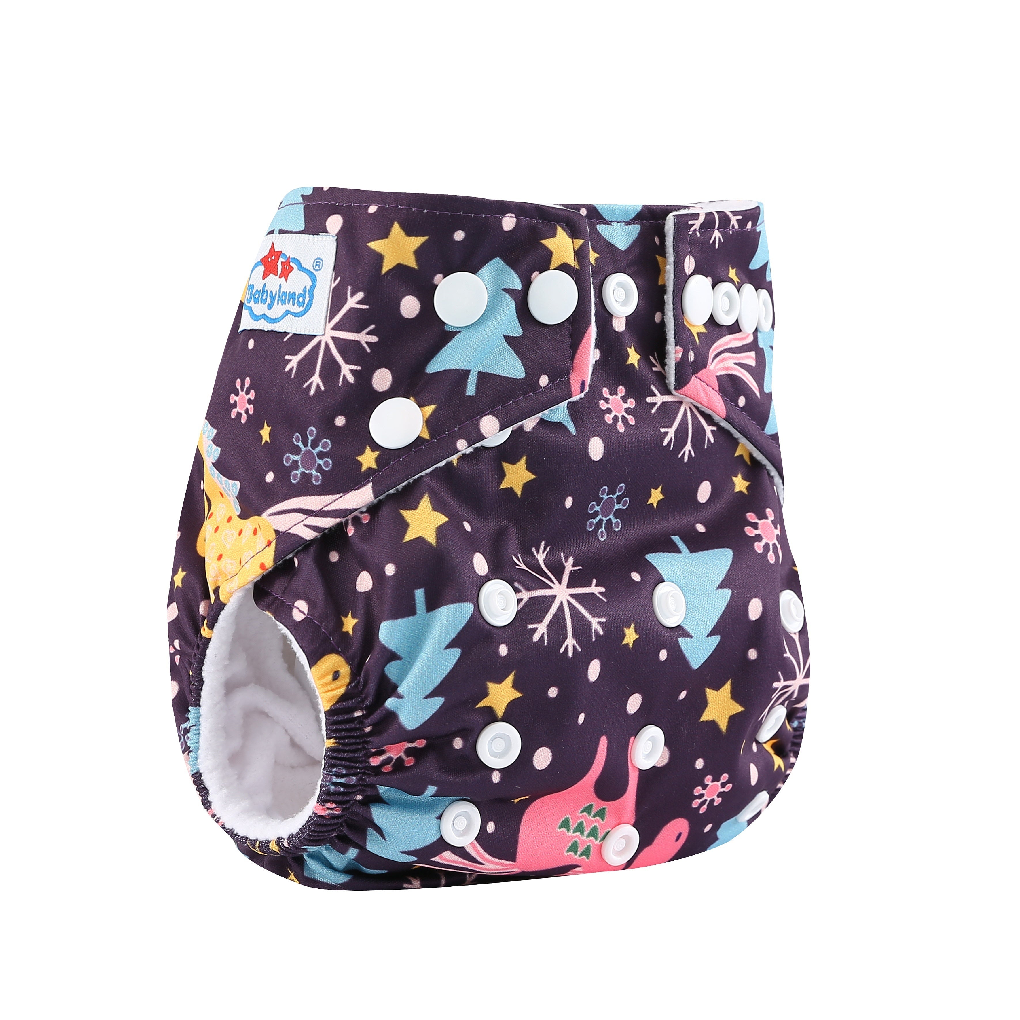 Reusable Cloth Diapers for Babies Waterproof Highly Absorbent Adjustable Fit 2.27-14.97kg Pocket Style Light Blue Dark Brown Purple