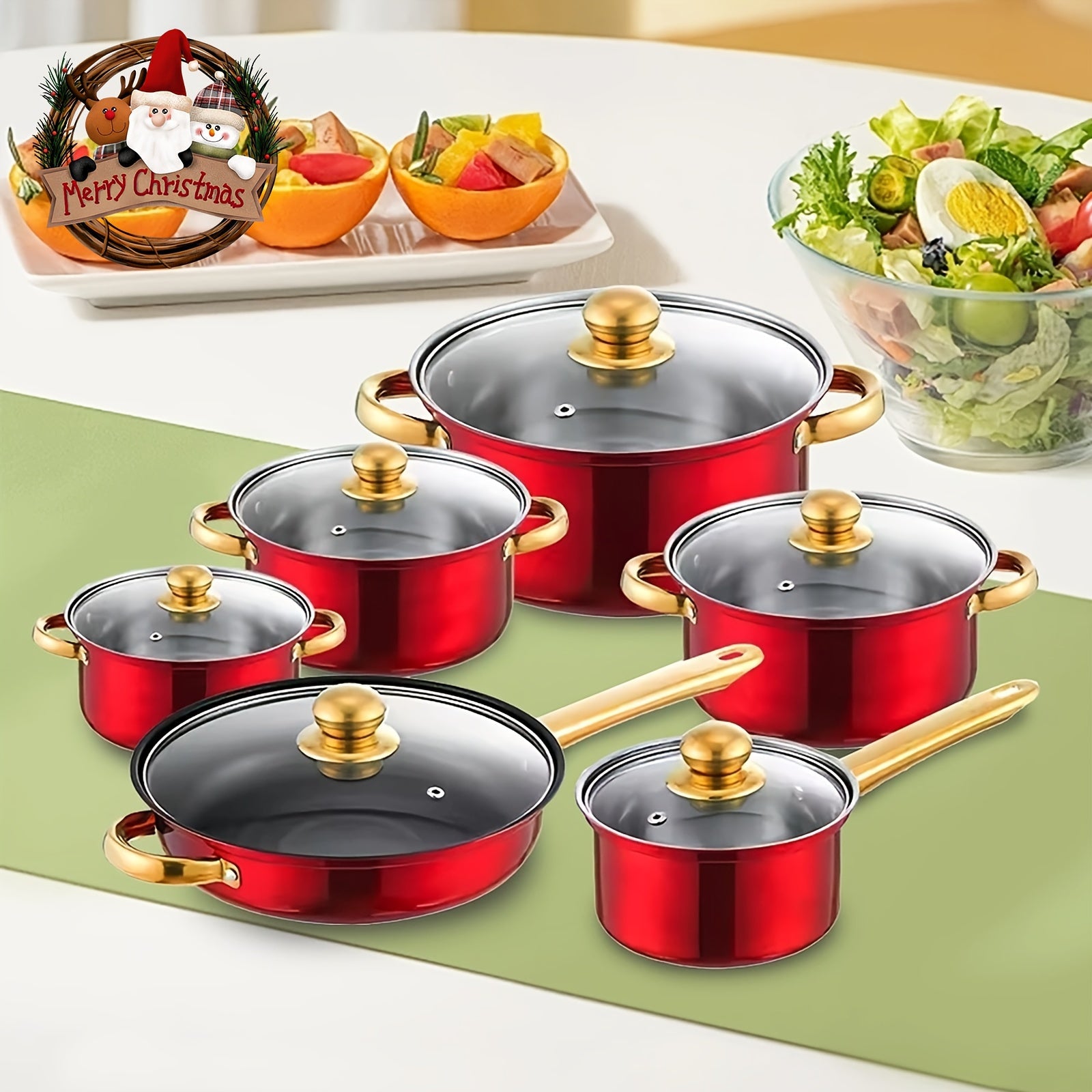 Набор воков из нержавеющей стали на 6 предметов - антипригарные, легко очищаемые кухонные принадлежности, идеальные для жарки, тушения и приготовления супов