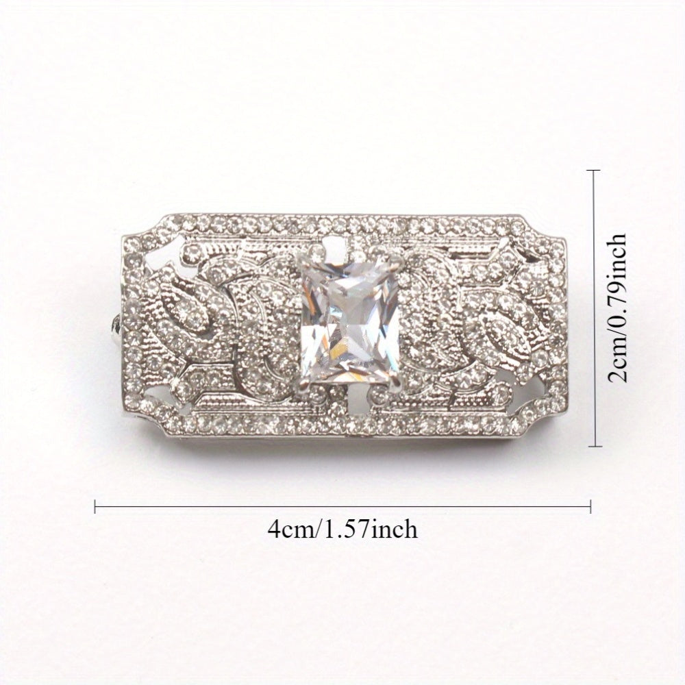 Square Rhinestone Brooch for Women Elegant Jewelry for Weddings and Parties