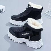 Women's Fleece-Lined Casual High-Top Sneakers Solid Color Lightweight