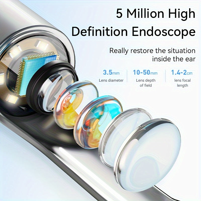 1080P HD Ear Wax Removal Tool with Camera and 6 Ear Spoon Set Rechargeable USB Battery